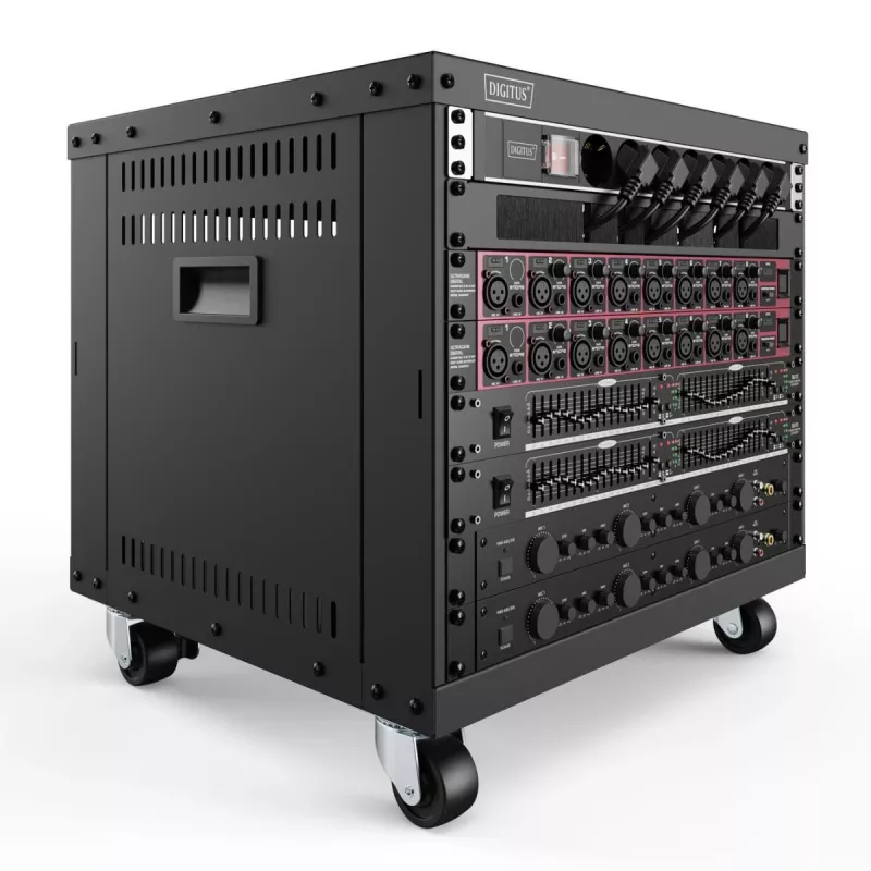 DIGITUS 8U AVS rack 420x507x460mm keermestatud kinnitusavad rattad must