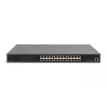 DIGITUS Gigabit Ethernet Switch PoE-sisestiga, 24 porti, L2 hallatav, 2 SFP üleslinki