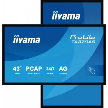 iiyama T4329AS-B1AG arvutimonitor 108 cm (42,5 tolli) 3840 x 2160 pikslit 4K Ultra HD LED puuteekraan Must