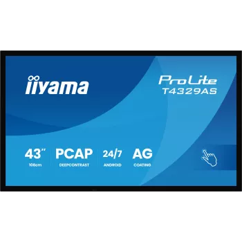 iiyama T4329AS-B1AG arvutimonitor 108 cm (42,5 tolli) 3840 x 2160 pikslit 4K Ultra HD LED puuteekraan Must