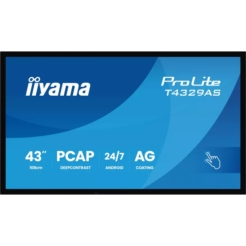 iiyama T4329AS-B1AG arvutimonitor 108 cm (42,5 tolli) 3840 x 2160 pikslit 4K Ultra HD LED puuteekraan Must