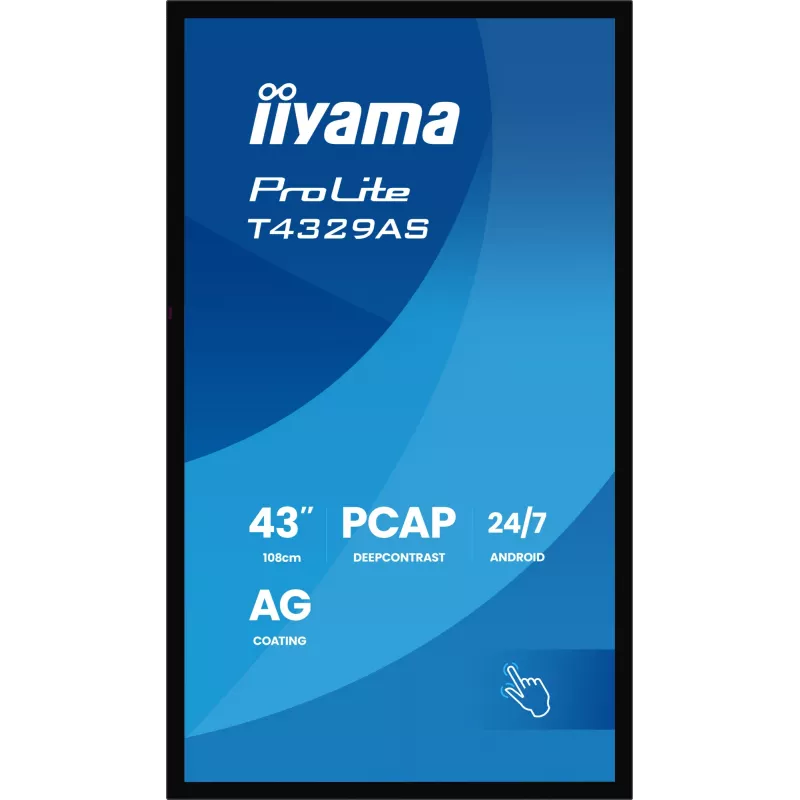 iiyama T4329AS-B1AG arvutimonitor 108 cm (42,5 tolli) 3840 x 2160 pikslit 4K Ultra HD LED puuteekraan Must