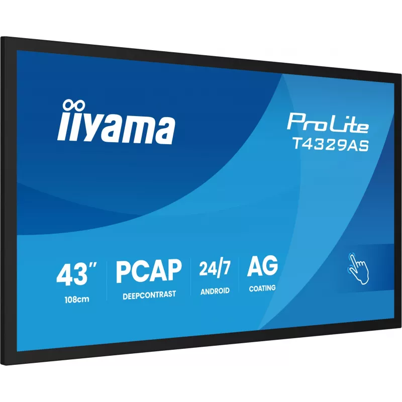 iiyama T4329AS-B1AG arvutimonitor 108 cm (42,5 tolli) 3840 x 2160 pikslit 4K Ultra HD LED puuteekraan Must