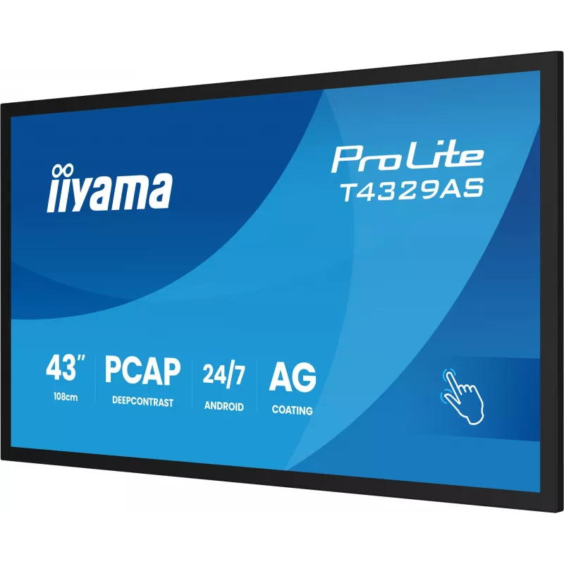 iiyama T4329AS-B1AG arvutimonitor 108 cm (42,5 tolli) 3840 x 2160 pikslit 4K Ultra HD LED puuteekraan Must