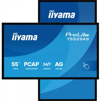 iiyama T5529AS-B1AG Signage-ekraan kioskikujundusega 138,7 cm (54,6 tolli) LED Wi-Fi 450 cd/m² 4K Ultra HD Must Puuteekraan Sisseehitatud protsessor Android 24/7