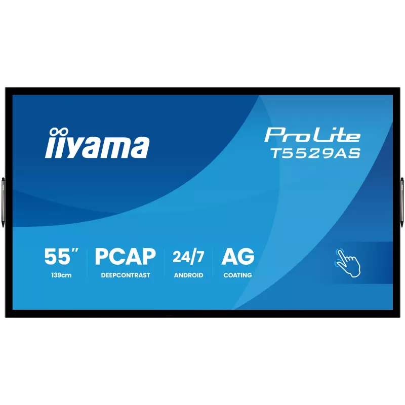 iiyama T5529AS-B1AG Signage-ekraan kioskikujundusega 138,7 cm (54,6 tolli) LED Wi-Fi 450 cd/m² 4K Ultra HD Must Puuteekraan Sisseehitatud protsessor Android 24/7