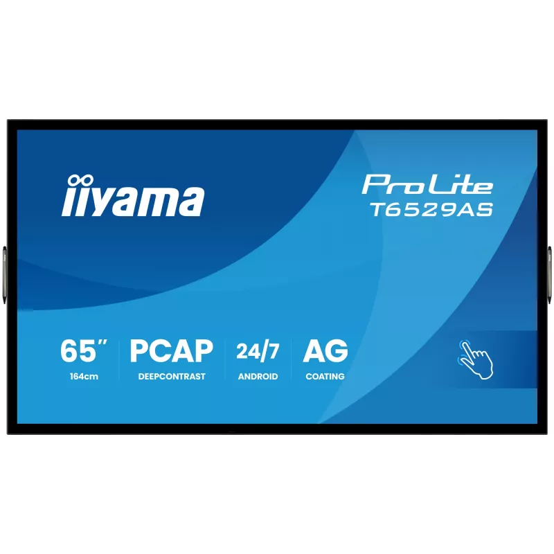 iiyama T6529AS-B1AG Signage Display Kiosk design 163.8 cm (64.5 tolli) LED Wi-Fi 420 cd/m² 4K Ultra HD Must Puutetundlik ekraan Sisseehitatud protsessor Android 24/7