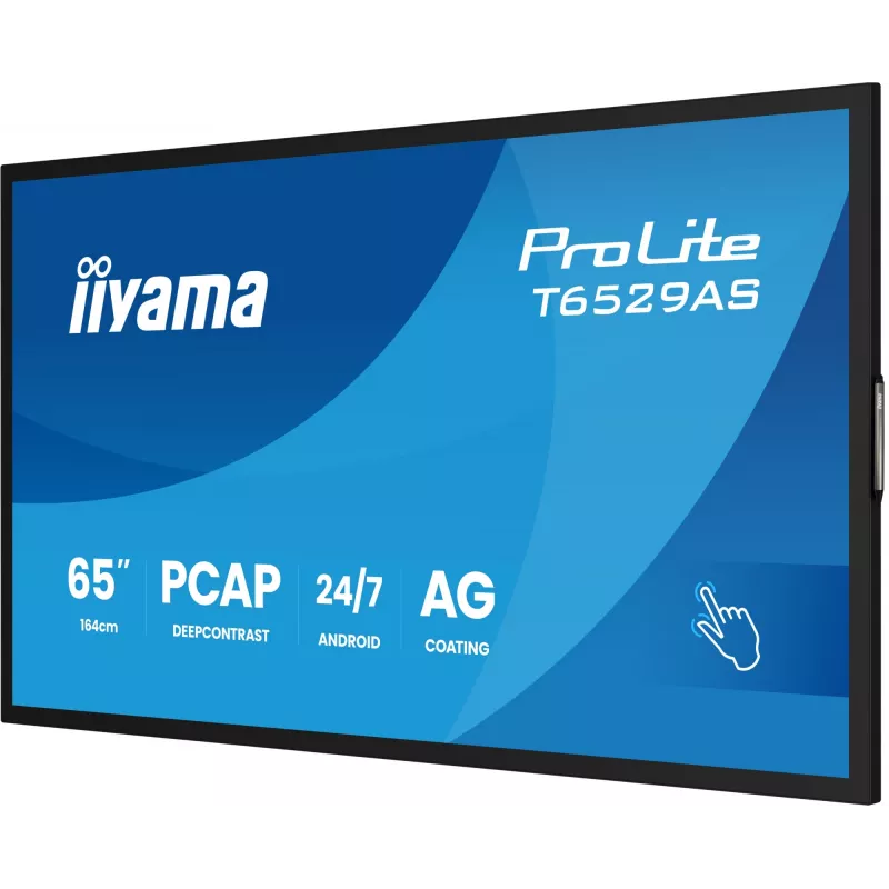 iiyama T6529AS-B1AG Signage Display Kiosk design 163.8 cm (64.5 tolli) LED Wi-Fi 420 cd/m² 4K Ultra HD Must Puutetundlik ekraan Sisseehitatud protsessor Android 24/7