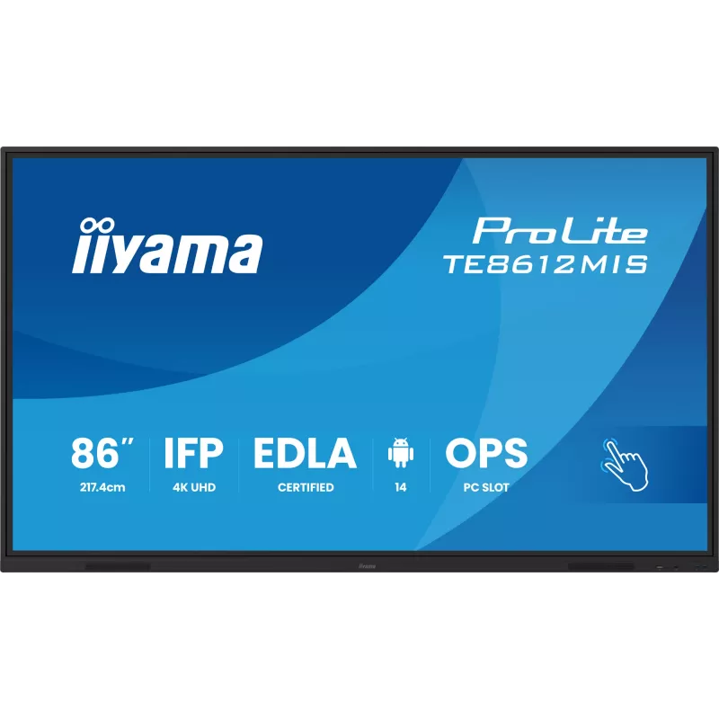 iiyama TE8612MIS-B4AG Signage-ekraan kioskdisainiga 2.17 m (85.6 tolli) LCD Wi-Fi 400 cd/m² 4K Ultra HD Must Puutetundlik Sisseehitatud protsessor Android 24/7