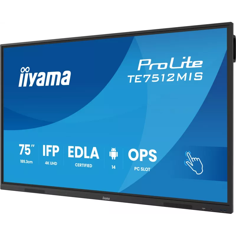 iiyama TE7512MIS-B4AG Signage-ekraan Kiosk-disain 190.5 cm (75 tolli) LCD Wi-Fi 400 cd/m² 4K Ultra HD Must Puuteekraan Sisseehitatud protsessor Android 24/7