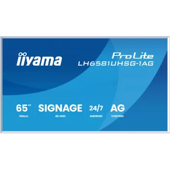 iiyama LH6581UHSG-1AG Digitaalsildi kuvar Digitaalsildi lameekraan 163,8 cm (64,5 tolli) Wi-Fi 500 cd/m² 4K Ultra HD Valge Sisseehitatud protsessor Android 24/7