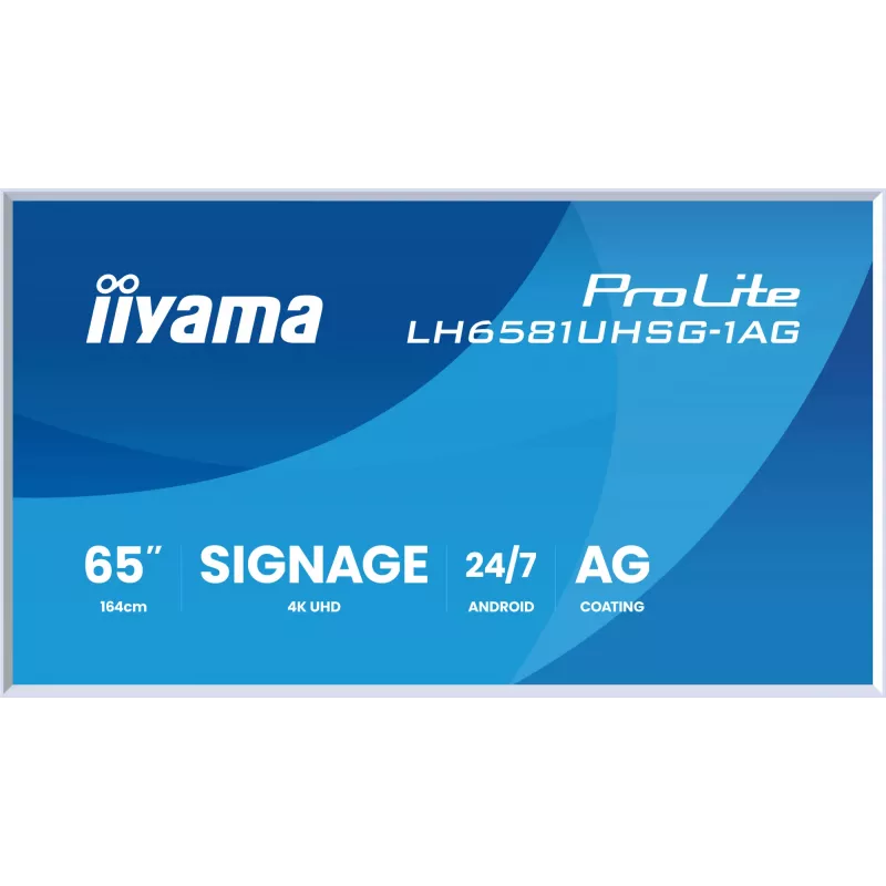 iiyama LH6581UHSG-1AG Digitaalsildi kuvar Digitaalsildi lameekraan 163,8 cm (64,5 tolli) Wi-Fi 500 cd/m² 4K Ultra HD Valge Sisseehitatud protsessor Android 24/7