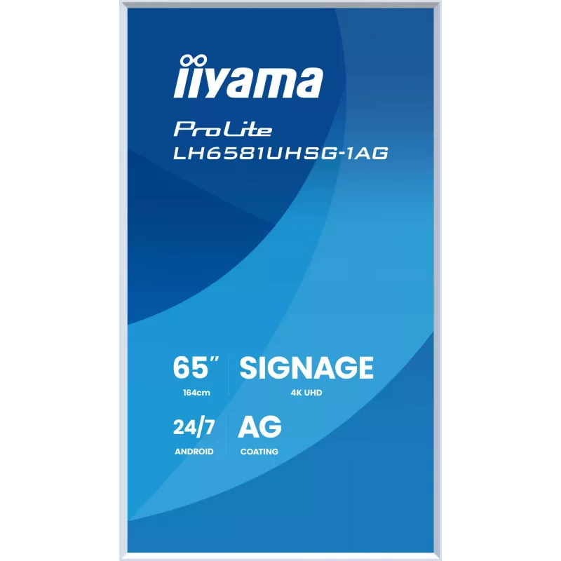 iiyama LH6581UHSG-1AG Digitaalsildi kuvar Digitaalsildi lameekraan 163,8 cm (64,5 tolli) Wi-Fi 500 cd/m² 4K Ultra HD Valge Sisseehitatud protsessor Android 24/7
