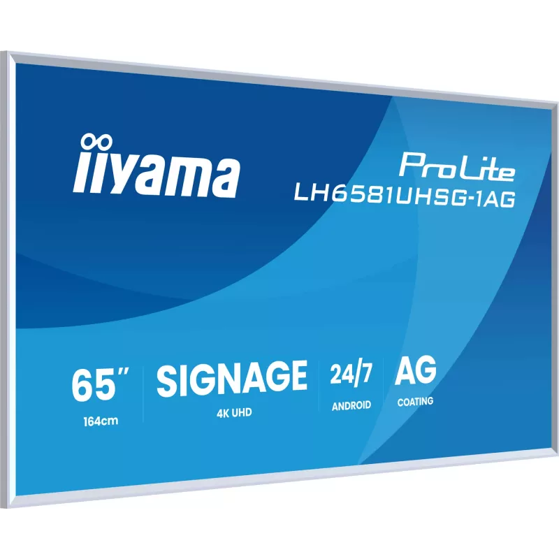 iiyama LH6581UHSG-1AG Digitaalsildi kuvar Digitaalsildi lameekraan 163,8 cm (64,5 tolli) Wi-Fi 500 cd/m² 4K Ultra HD Valge Sisseehitatud protsessor Android 24/7