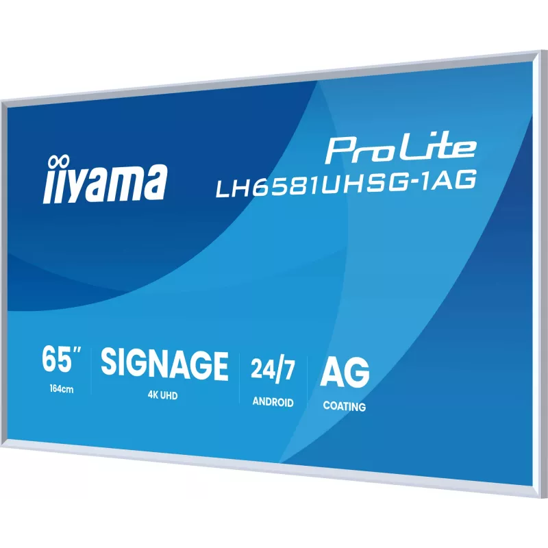 iiyama LH6581UHSG-1AG Digitaalsildi kuvar Digitaalsildi lameekraan 163,8 cm (64,5 tolli) Wi-Fi 500 cd/m² 4K Ultra HD Valge Sisseehitatud protsessor Android 24/7