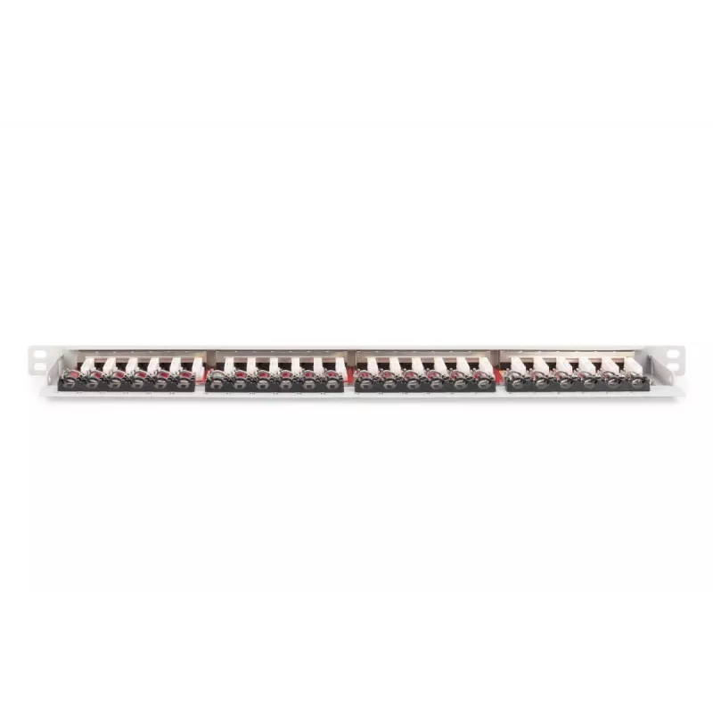 DIGITUS Paigalduspaneel CAT6A EA varjestatud, 24-pordiline RJ45 tolmukate, 8P8C, 0,5U, hall RAL 7035