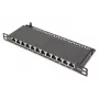 DIGITUS CAT6A patchpaneel, varjestatud, 12-portine 1/2U, 10-tolline rack-kinnitus, must RAL 9005