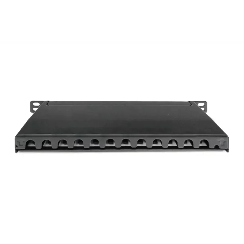 DIGITUS CAT6A patchpaneel, varjestatud, 12-portine 1/2U, 10-tolline rack-kinnitus, must RAL 9005