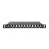 DIGITUS CAT6A patchpaneel, varjestatud, 12-portine 1/2U, 10-tolline rack-kinnitus, must RAL 9005