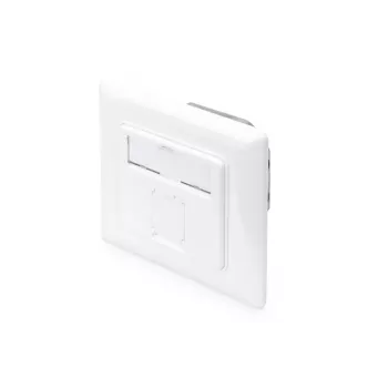 DIGITUS CAT6A klass EA võrgu seinapesa, varjestatud 1x RJ45, LSA, puhasvalge, tasa-paigaldus, 8 suunda