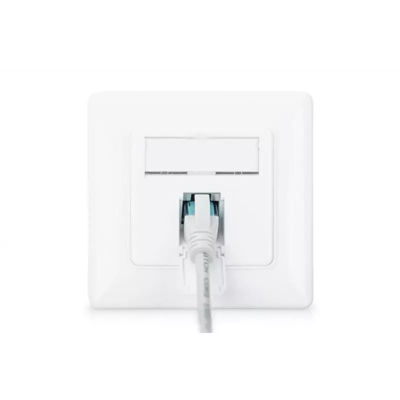 DIGITUS CAT6A klass EA võrgu seinapesa, varjestatud 1x RJ45, LSA, puhasvalge, tasa-paigaldus, 8 suunda
