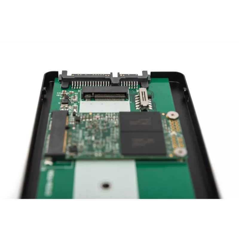 DIGITUS HDD-korpus 2,5-tolline SATA - M.2 või mSATA SATA 3 6 Gbit/s, kirjutamiskiirus kuni 520 MB/s