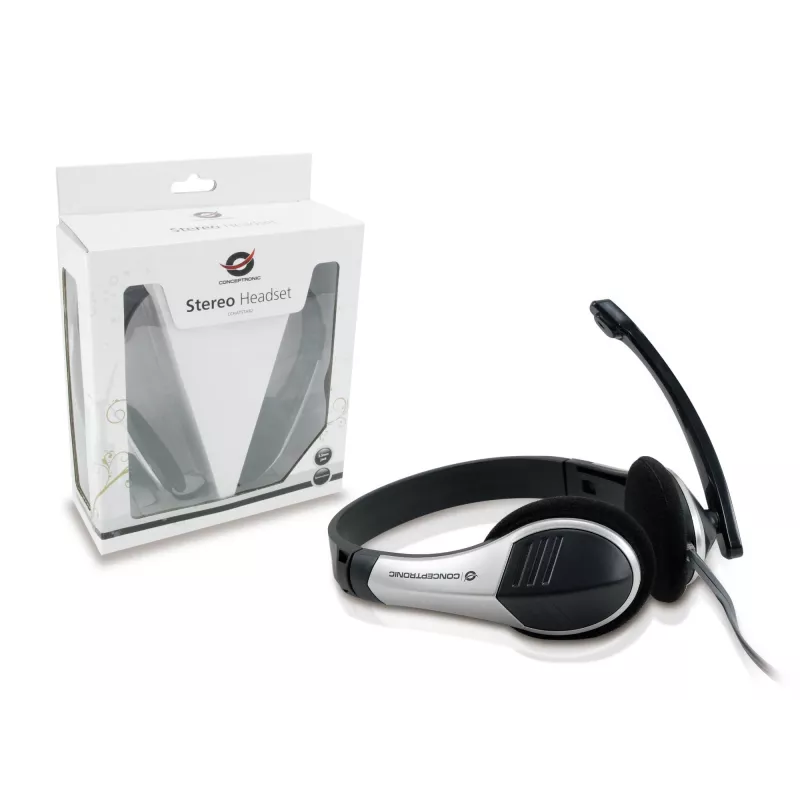 Conceptronic Allround Stereo Peakomplekt, juhtmega, 20 - 22000 Hz, kontor/kõnekeskus, 111 g, Peakomplekt, Must, Hõbedane
