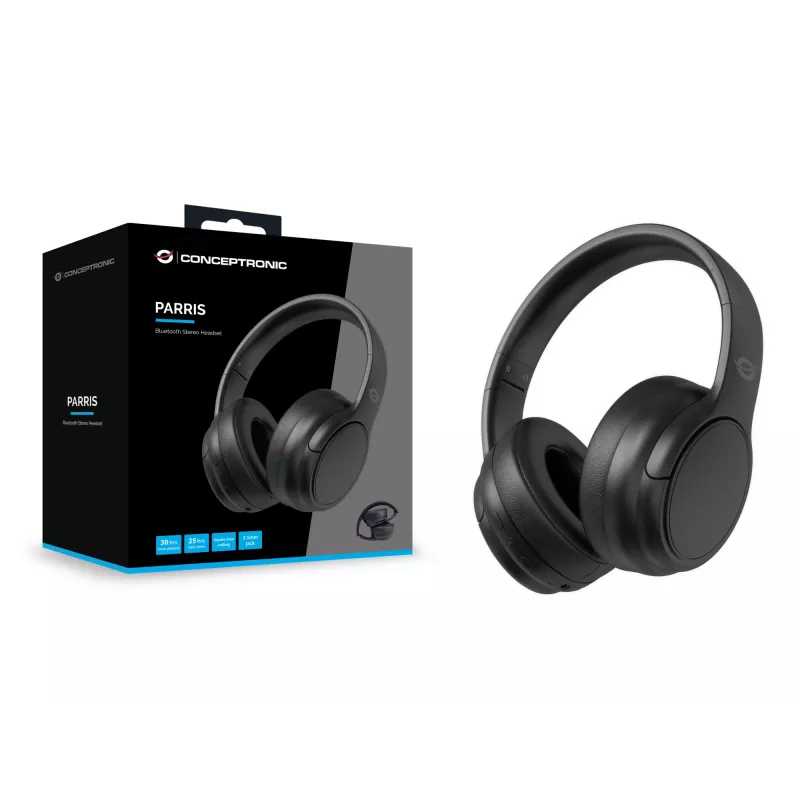Conceptronic Bluetooth stereopeakomplekt, juhtmega ja juhtmevaba, 20–20000 Hz, kõned/muusika, 198,5 g, peakomplekt, must