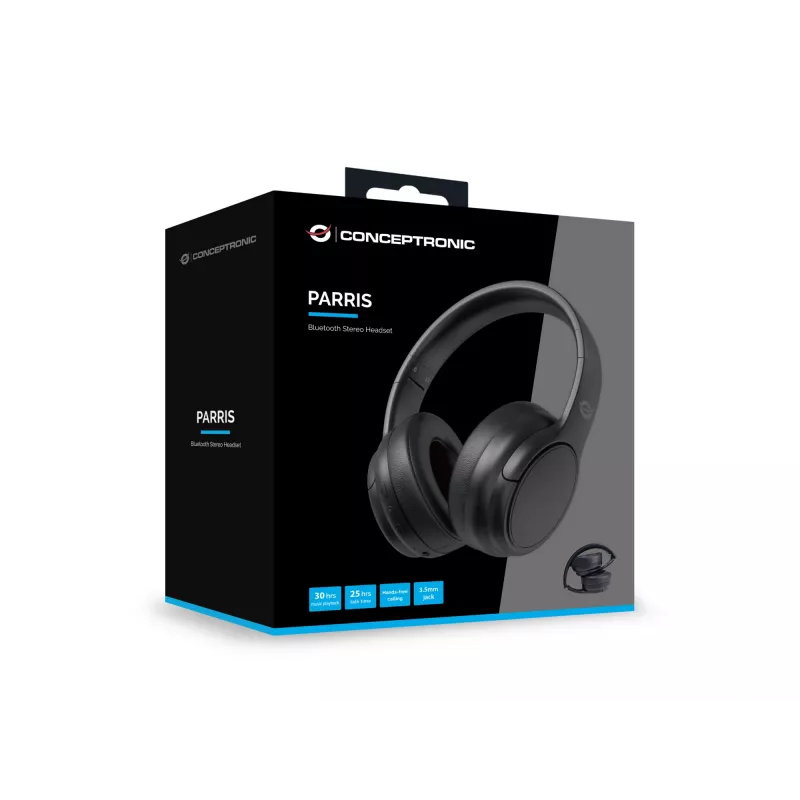 Conceptronic Bluetooth stereopeakomplekt, juhtmega ja juhtmevaba, 20–20000 Hz, kõned/muusika, 198,5 g, peakomplekt, must