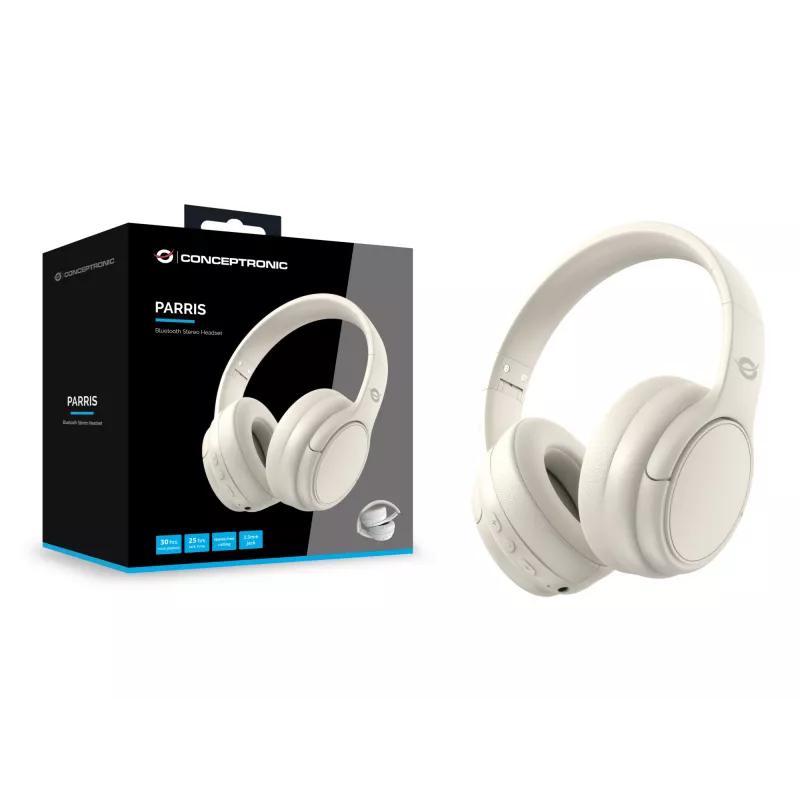 Conceptronic PARRIS03C Bluetooth Stereopeakomplekt, Juhtmega ja juhtmevaba, Muusika, 20–20000 Hz, 198,5 g, Peakomplekt, Kreemikas