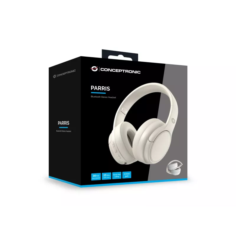Conceptronic PARRIS03C Bluetooth Stereopeakomplekt, Juhtmega ja juhtmevaba, Muusika, 20–20000 Hz, 198,5 g, Peakomplekt, Kreemikas
