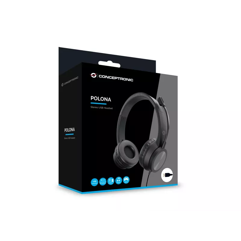 Conceptronic POLONA05B Stereo USB-peakomplekt, mürasummutusega mikrofon