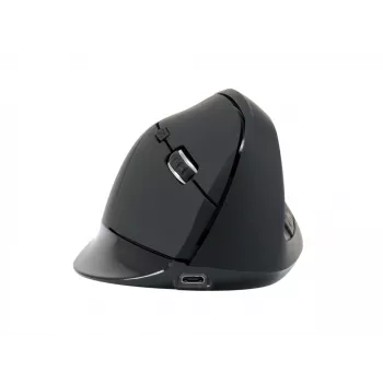 Conceptronic LORCAN ERGO 6-nupuga ergonoomiline Bluetooth-hiir, paremakäeline, vertikaalne disain, optiline, Bluetooth, 1600 DPI, must
