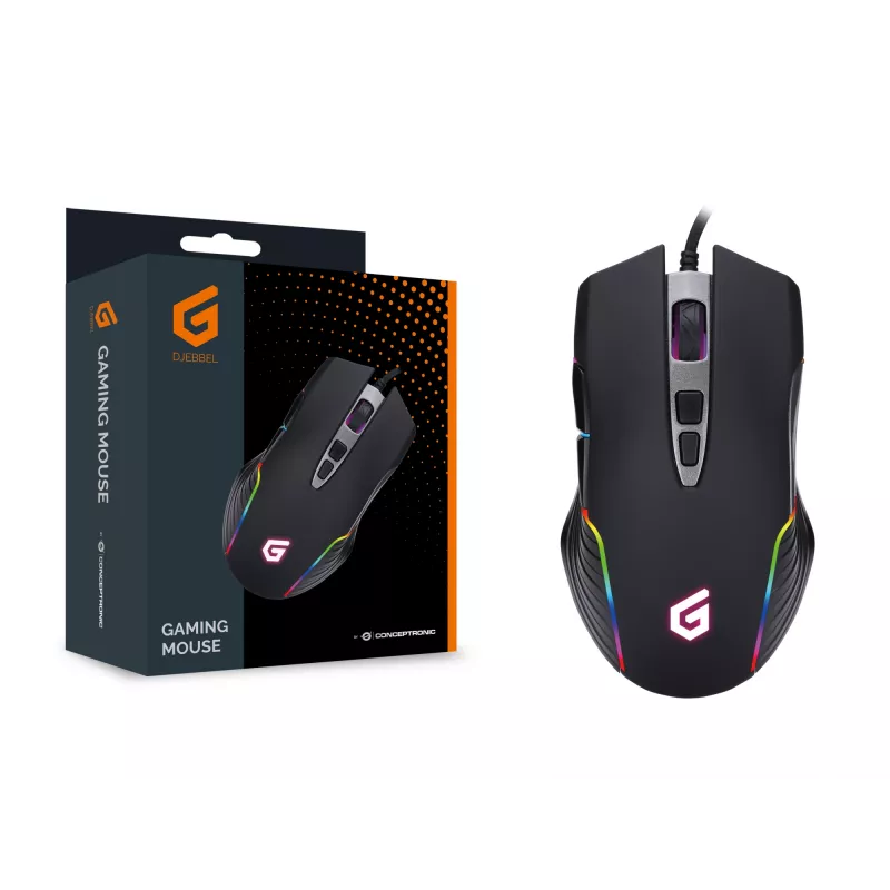Conceptronic 7D mänguhiir USB, 7200 DPI, paremakäeline, optiline, USB Type-A, 7200 DPI, must