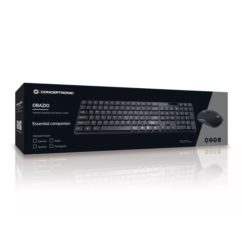Conceptronic ORAZIO01DE klaviatuur koos hiirega Kodune RF Juhtmeta QWERTZ Saksa Must