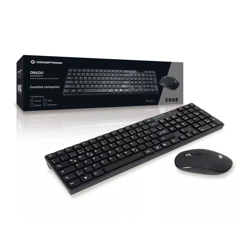 Conceptronic ORAZIO01DE klaviatuur koos hiirega Kodune RF Juhtmeta QWERTZ Saksa Must