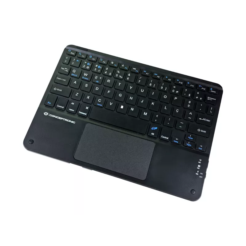 Conceptronic TOBIN01BPT 10-tolline Bluetooth-puuteplaadiga klaviatuur, QWERTY portugali