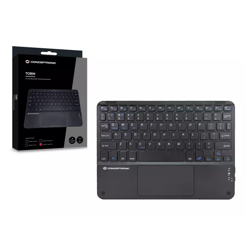 Conceptronic TOBIN01BUS 10-tolline Bluetooth-puuteplaadiga klaviatuur, QWERTY EN (US)
