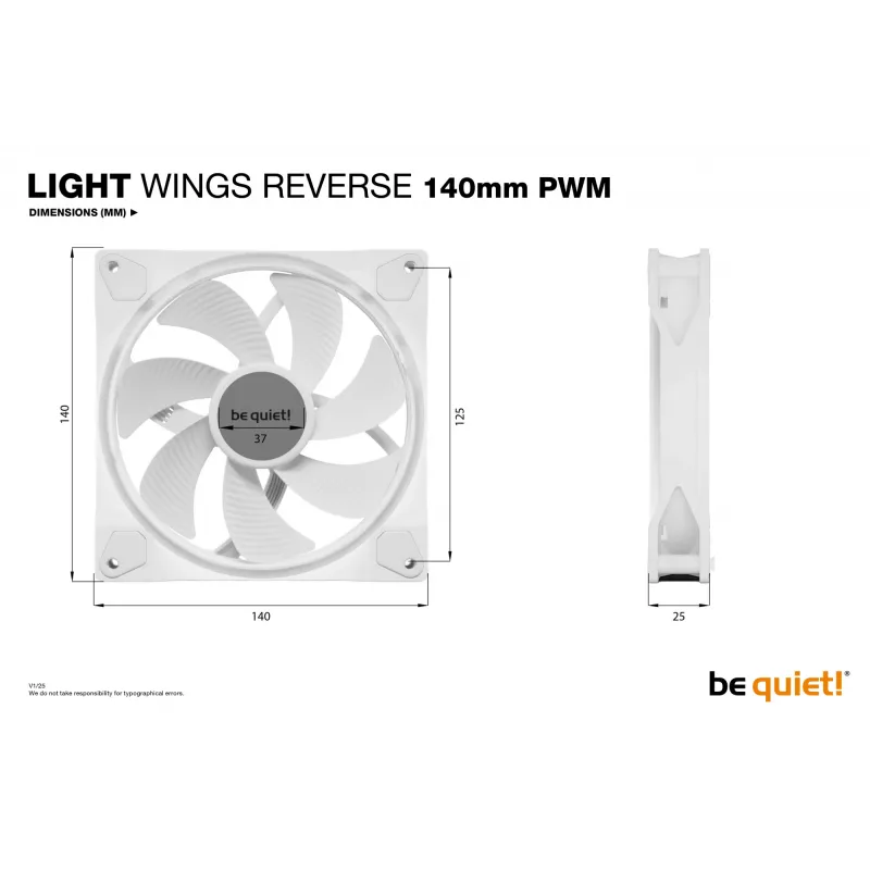 be quiet Light Wings 140 mm PWM Reverse Valge arvutikorpuse ventilaator 14 cm 1 tk