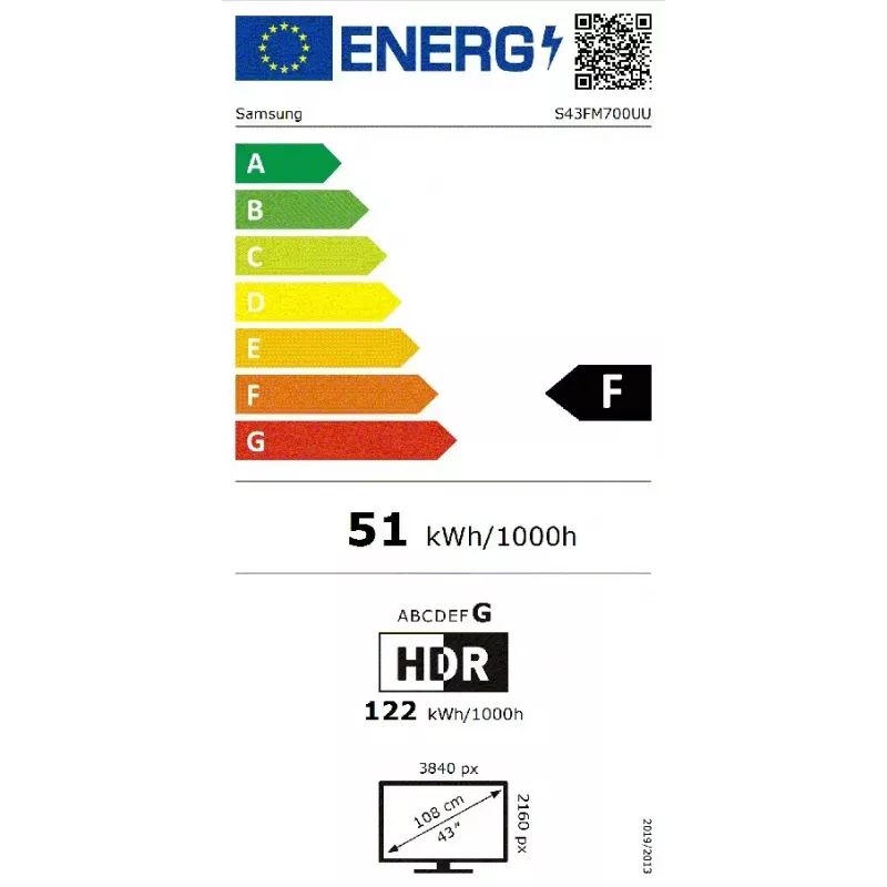 Samsung M7 M70F arvutimonitor 109,2 cm (43 tolli) 3840 x 2160 pikslit 4K Ultra HD LCD must