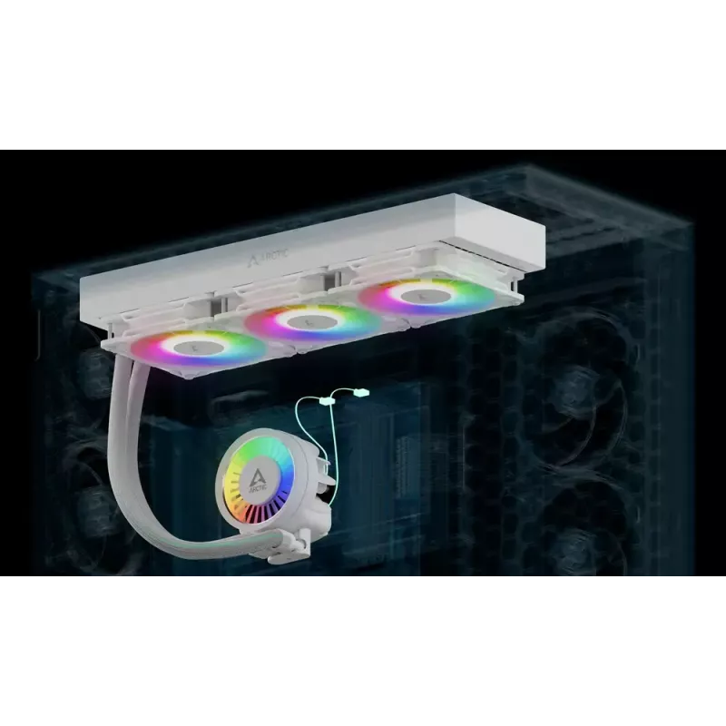 All-in-one CPU vedelikjahuti Arctic Liquid Freezer III Pro 420 A-RGB (Valge) — 140 mm ventilaatorid, multi-pesa LGA1700/AM4/AM5