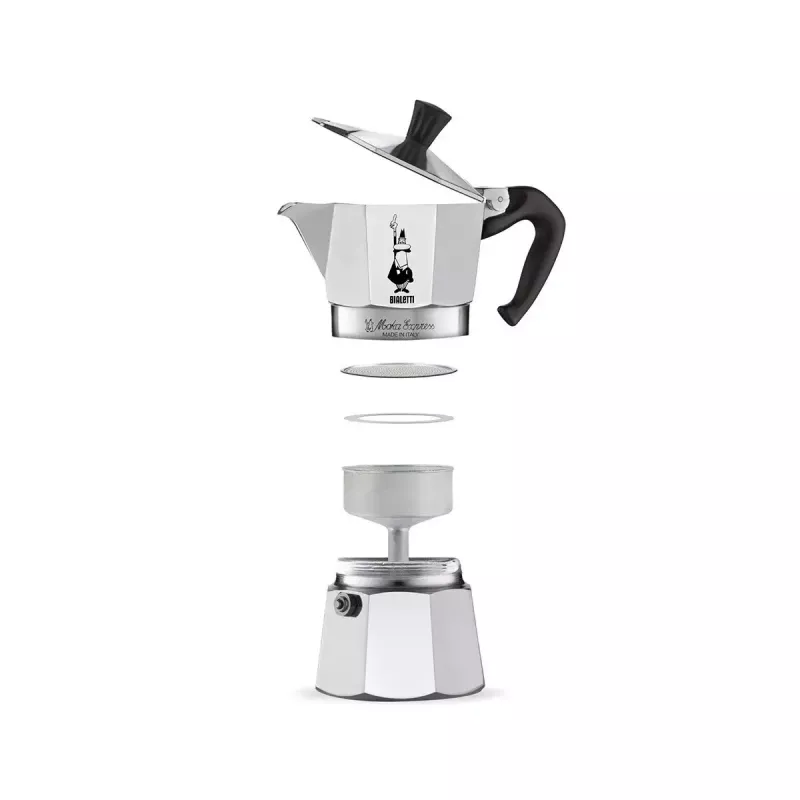 Moka pot BIALETTI Moka Express 0,2 L alumiinium must — 3 tassi (200 ml), mitte induktsioonile