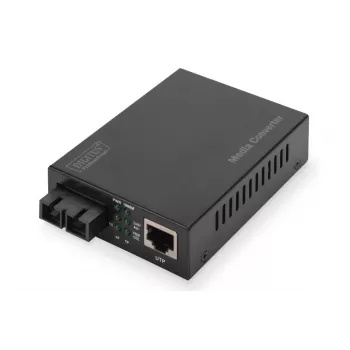 DIGITUS meediumikonverter, mitmemoodiline 10/100/1000Base-T -> 1000Base-SX, sisaldab toiteplokki, SC-pistik, kuni 0,5 km