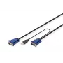 DIGITUS KVM-kaablikomplekt, VGA, PS/2-hiir, PS/2-klaviatuur, USB HD DB15/M, 2x MiniDIN6/M, USB tüüp A/M - HD DB15/M must, 1,8 m
