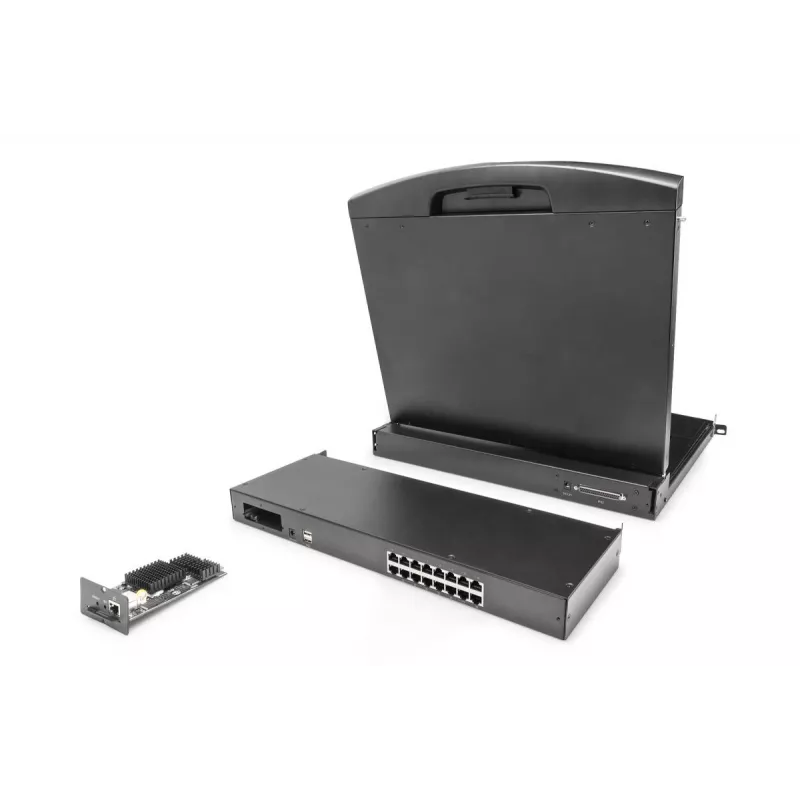 DIGITUS Modulaarne Cat5 KVM-lüliti 16 pordiga modulaarse KVM-konsooli jaoks