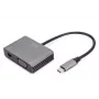 DIGITUS USB-C - mini DP + VGA adapter, 20 cm 4K/30Hz, hõbedane, alumiiniumkorpus