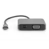 DIGITUS USB-C - mini DP + VGA adapter, 20 cm 4K/30Hz, hõbedane, alumiiniumkorpus