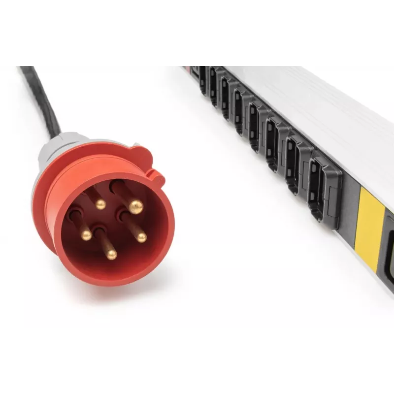 DIGITUS IT BASIC PDU. 3PH. 16A. 24 x C13. 3 x C19 Vertikaalne. 3 m kaabel. IEC309 3Ph-16A pistik