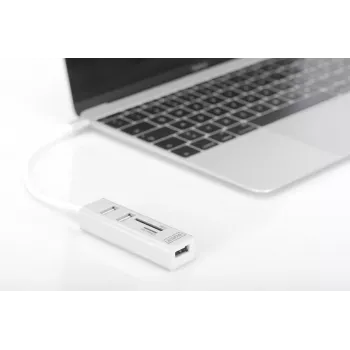 DIGITUS USB 2.0 Type C HUB kaardilugejaga 3x USB 2.0. 1x SD, 1x MicroSD port Alumiiniumkorpus