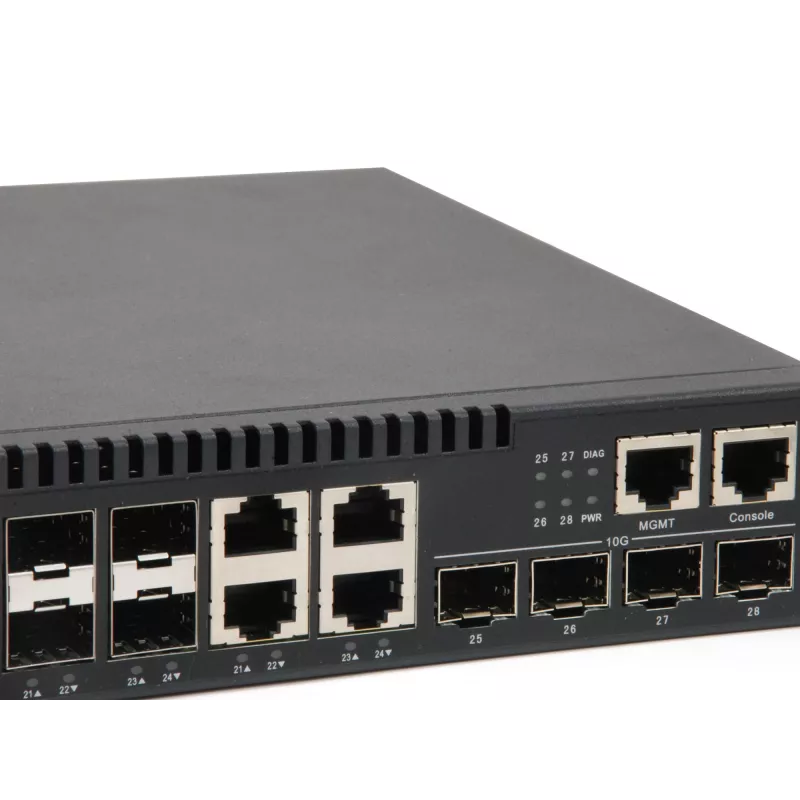 LevelOne KILBY 28-pordiline L3 Lite hallatav gigabitkiudoptiline kommutaator, 4 x 10GbE SFP+, 4 x Gigabit SFP/RJ45 Combo